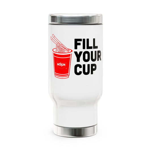 Stainless Steel Travel Mug with Handle, 14oz - Fill Your Cup